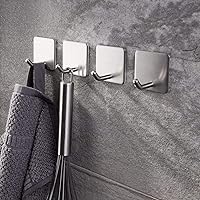 Vista 7 de YIGII Portarrollos de papel higiénico autoadhesivo+gancho de toalla adhesivo cepillado, 4 paquetes de ganchos de baño de acero inoxidable