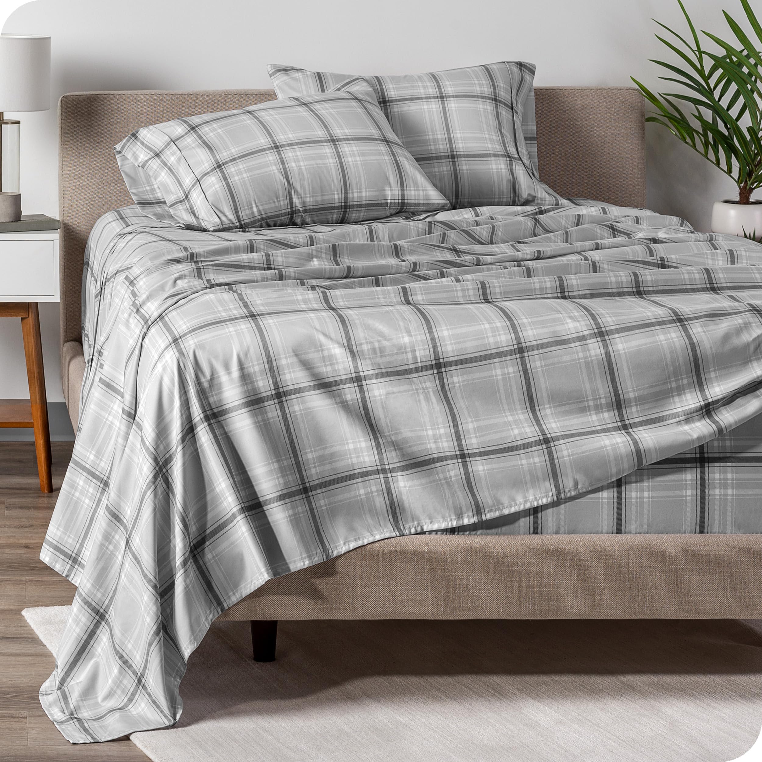 Bare Home Printed Sheet Set - 1800 Ultra-Soft (Queen, Tartan Plaid) | Deep Pockets 6 to 15 Inches, Breathable, Hypoallergenic, Hotel Luxury, Easy Fit, Soft, All-Season 10 - Tartan Plaid Queen