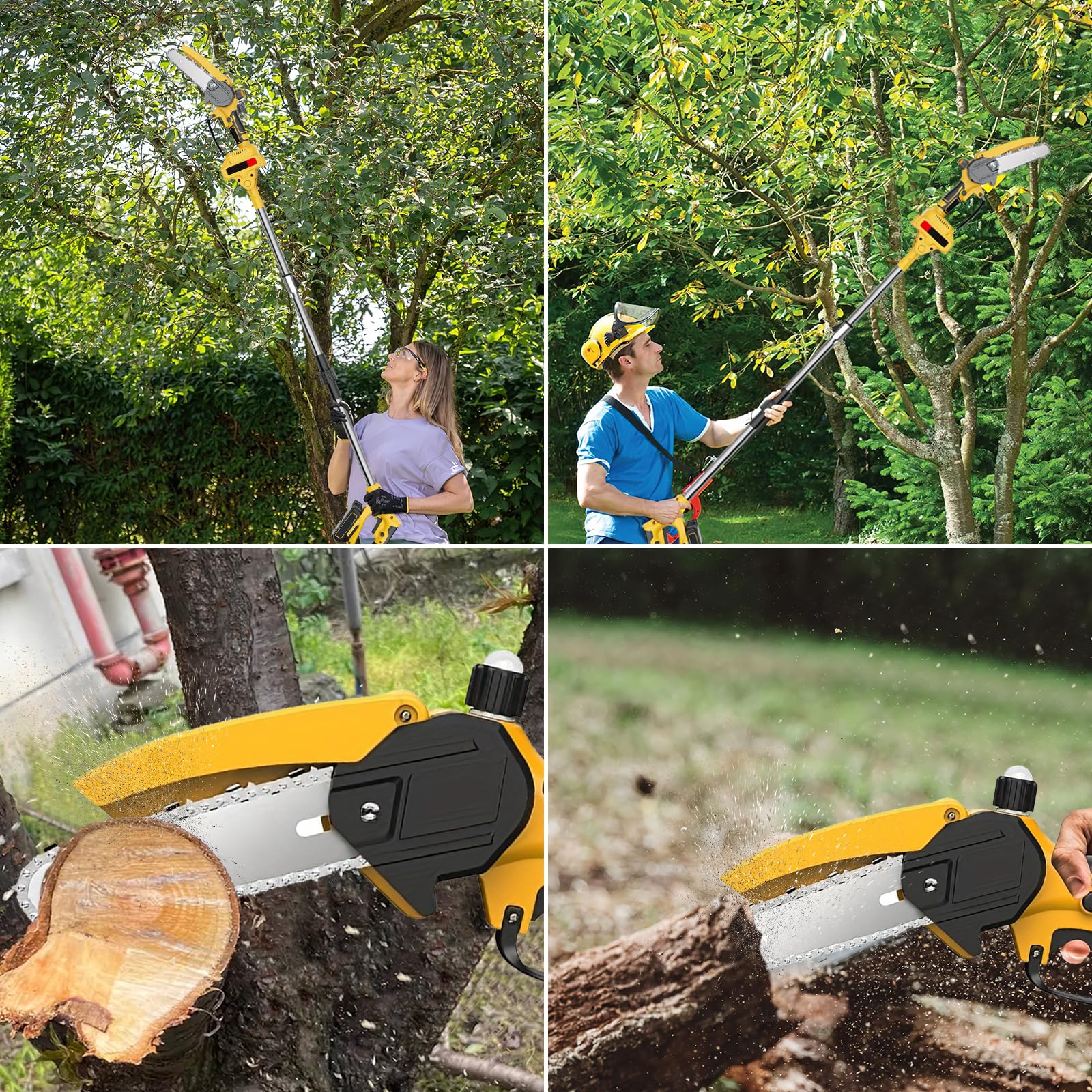 Motosierra Telescópica 2 En 1,6 Pulgadas Motosierra Telescópica Y Mini Motosierra,Extensión Hasta 5 M,Podar Arboles Patio De Jardín Árboles,(2 2000Mah Baterías)