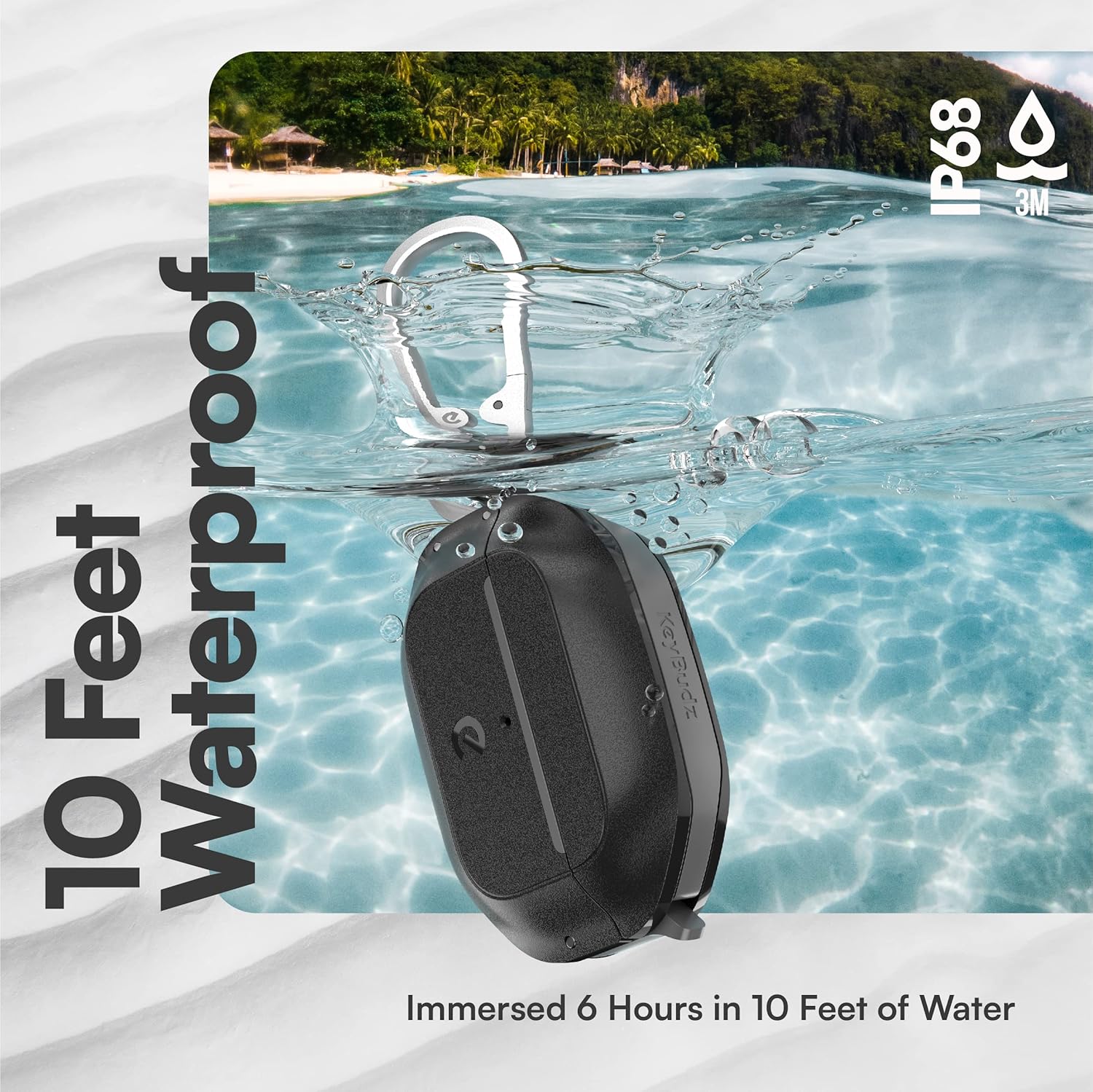Keybudz for AirPods Pro 2 Case with Lock - Fully Waterproof AirPods Pro 2nd Generation Case Cover - Keychain, Rugged Tough Protection, Hard Shell and Carabiner for USB-C/Lightning (Carbon Black)