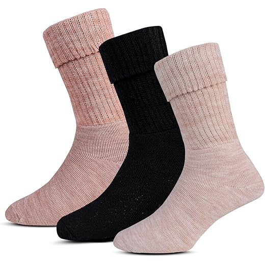 RC. ROYAL CLASS Women Calf Length Towel Terry Thick Woolen Winter Wear Socks, Cushioned Warm Thermal Socks For Women (Pack of 3 Pairs)