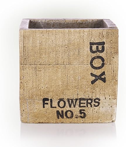 Alpine Corporation Macetero cuadrado con acabado de madera, 5 pulgadas de largo x 5 pulgadas de ancho x 5 pulgadas de alto