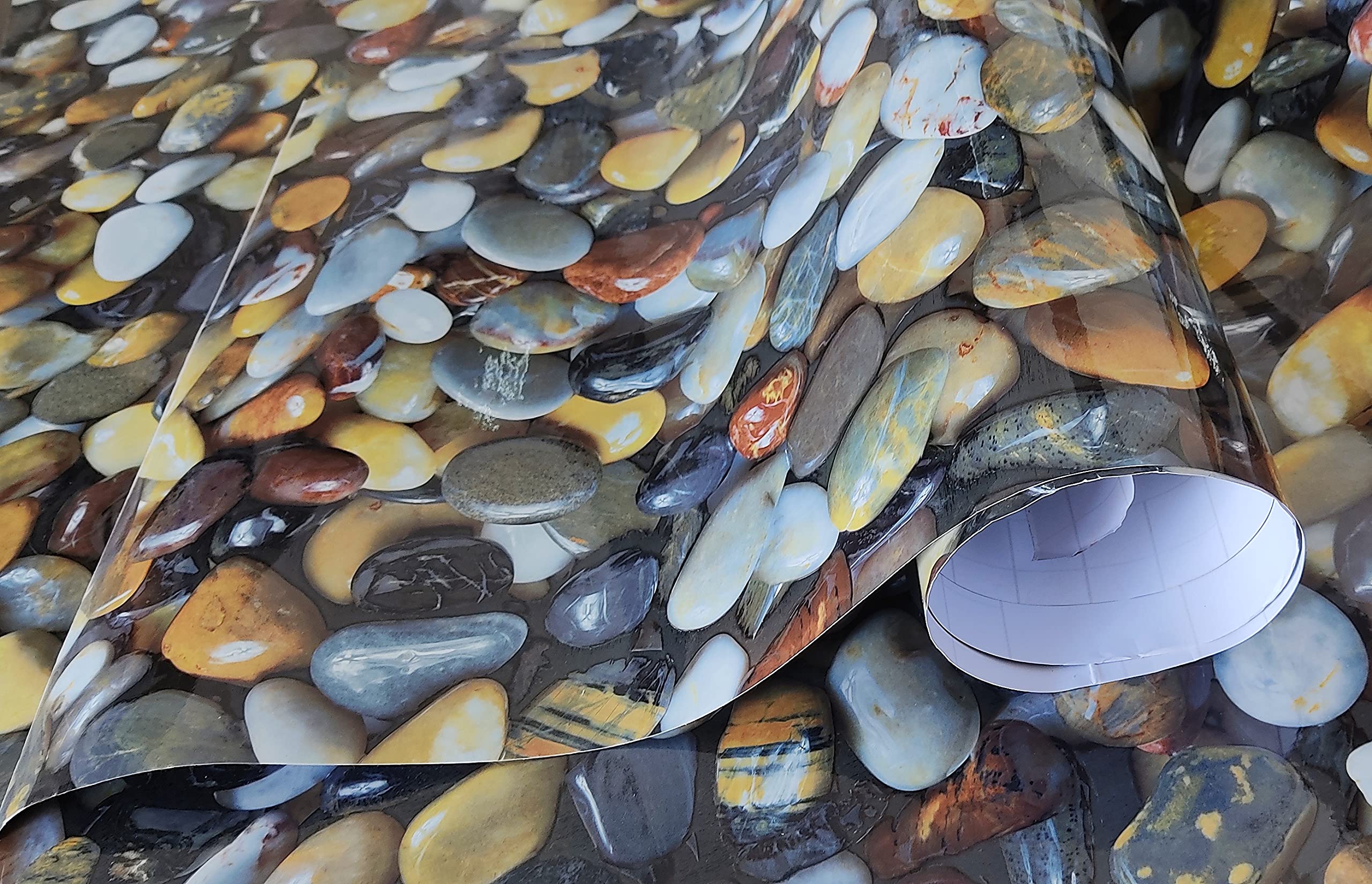 DEEPLITE Old Stone Glossy Marble Self Adhesive Wallpaper for Almirah Cupboard, Floor, Tabletop, Wall, Fridge,Door Decorative Furniture Interior & Renovation Projects (16 X 48 Inch)