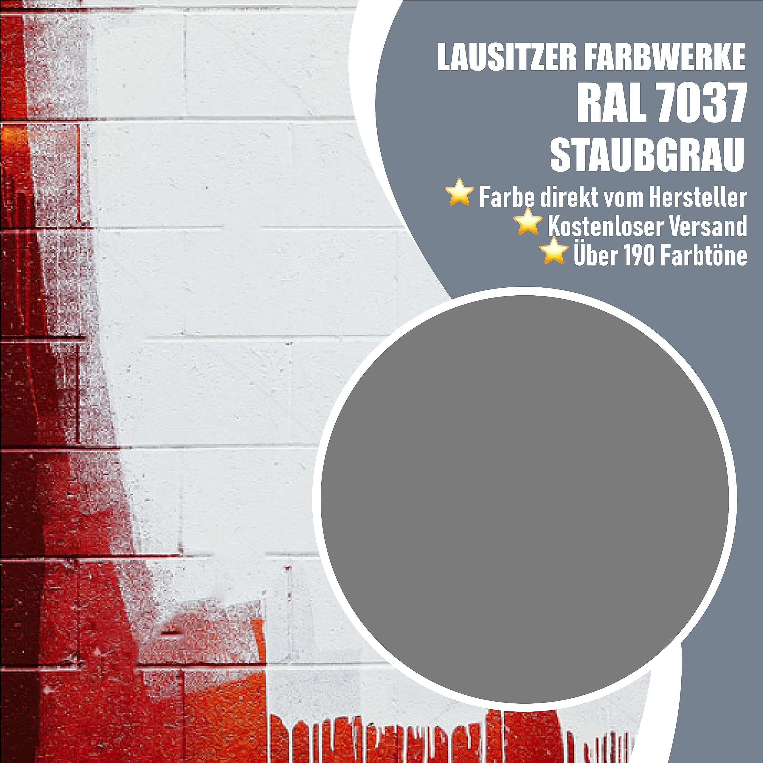 Lausitzer Farbwerke Betonfarbe SEIDENMATT Staubgrau RAL 7037 Grau Traditionelle Fassadenfarbe für mineralische Untergründe (Stein Mauer Beton Fassade Putz Zement) streichen & versiegeln (1 L)