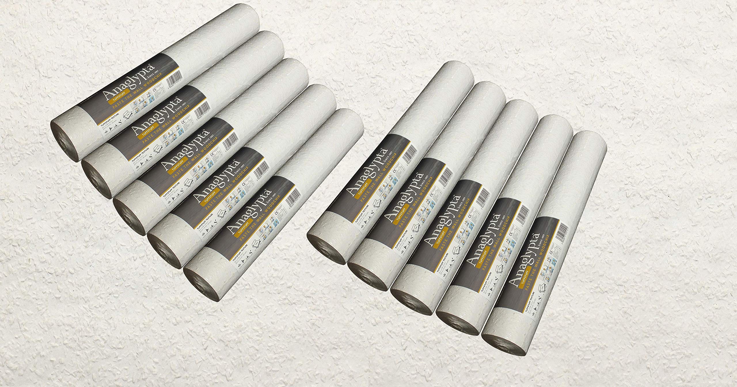 Indesign 10 x tuff stuff woodchip wallpaper white paintable medium grade paste wall