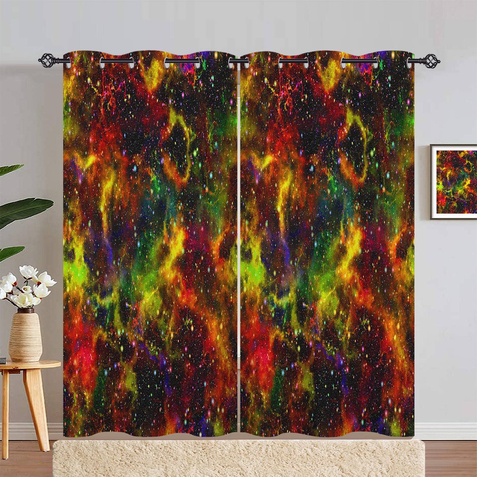 ANHOPE Galaxy Curtains Eyelet Soft Thermal Insulated Blackout Curtains Colorful Universe Space Nebula Print Pattern Ring Top Drapes for Kids Boys Girls Bedroom Living Room 66 x 90 Inch Drop 2 Panels โ image 1