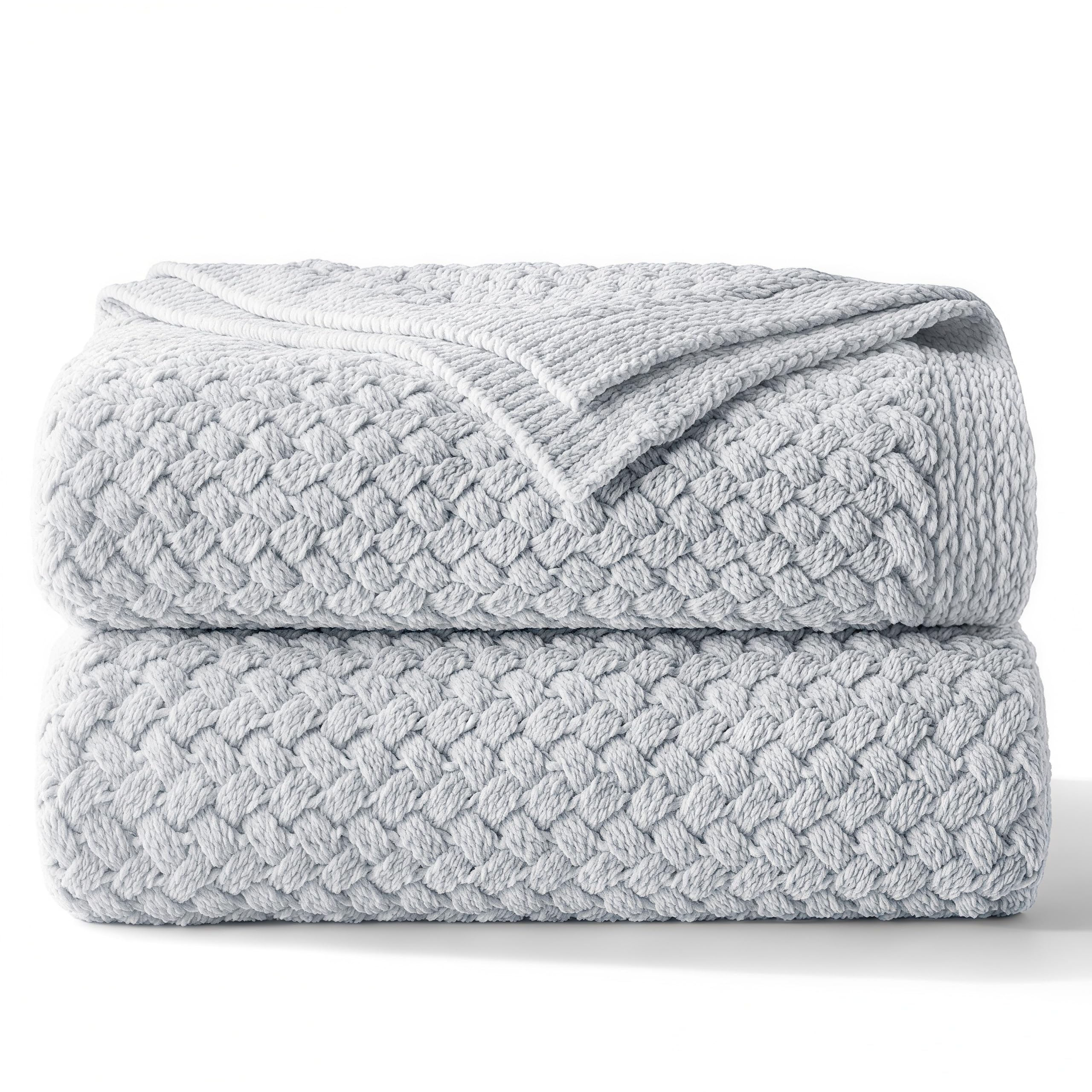 Whale Flotilla Chunky Knit Throw Blanket for Sofa, 130x150 CM