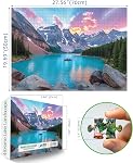 Blueforest Moraine Lake 1000 Piece Puzzle for Adults - Canadian Rockies National Park Jigsaw Puzzle, Challenging Landscape Art Gift with Poster, 27.5x19.7 Inch Wall Decor | Canada National Park Rockies Jigsaw Puzzles, Impossible Hard Challenging Land