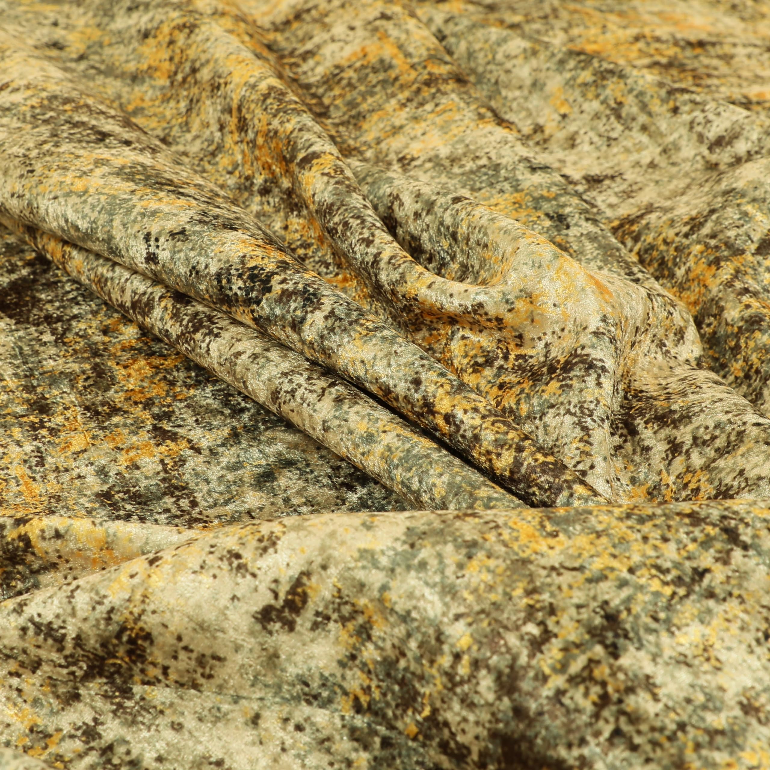 Redbrick Mill Fabrics Flame Retardant Semi Plain Camouflage Pattern Brown Yellow Colour Shiny Velvet Upholstery Fabric (1 Metre) โ image 1