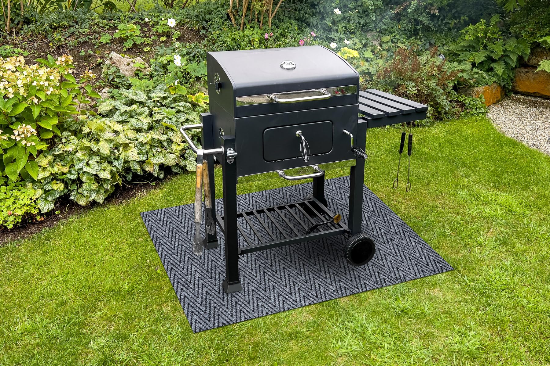 MAGNUS Tappeto di protezione per barbecue terrazza grigio 140x200 cm