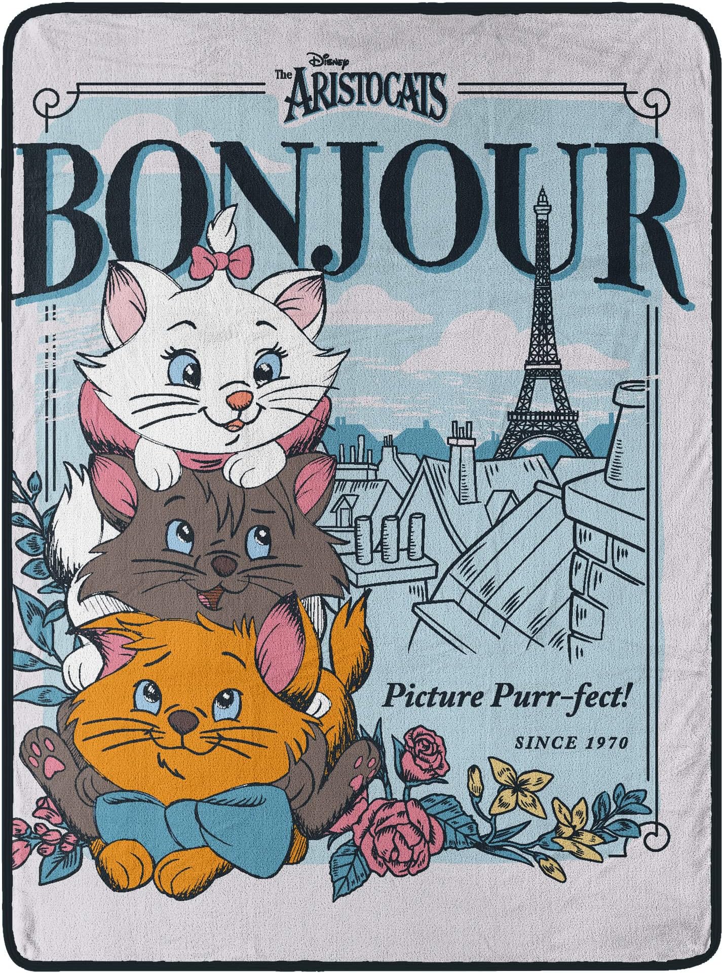 Northwest Disney's Aristocats Micro Raschel Throw Blanket, 46" x 60", Bonjour