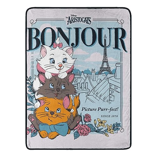 Northwest Disney's Aristocats Micro Raschel Throw Blanket, 46" x 60", Bonjour
