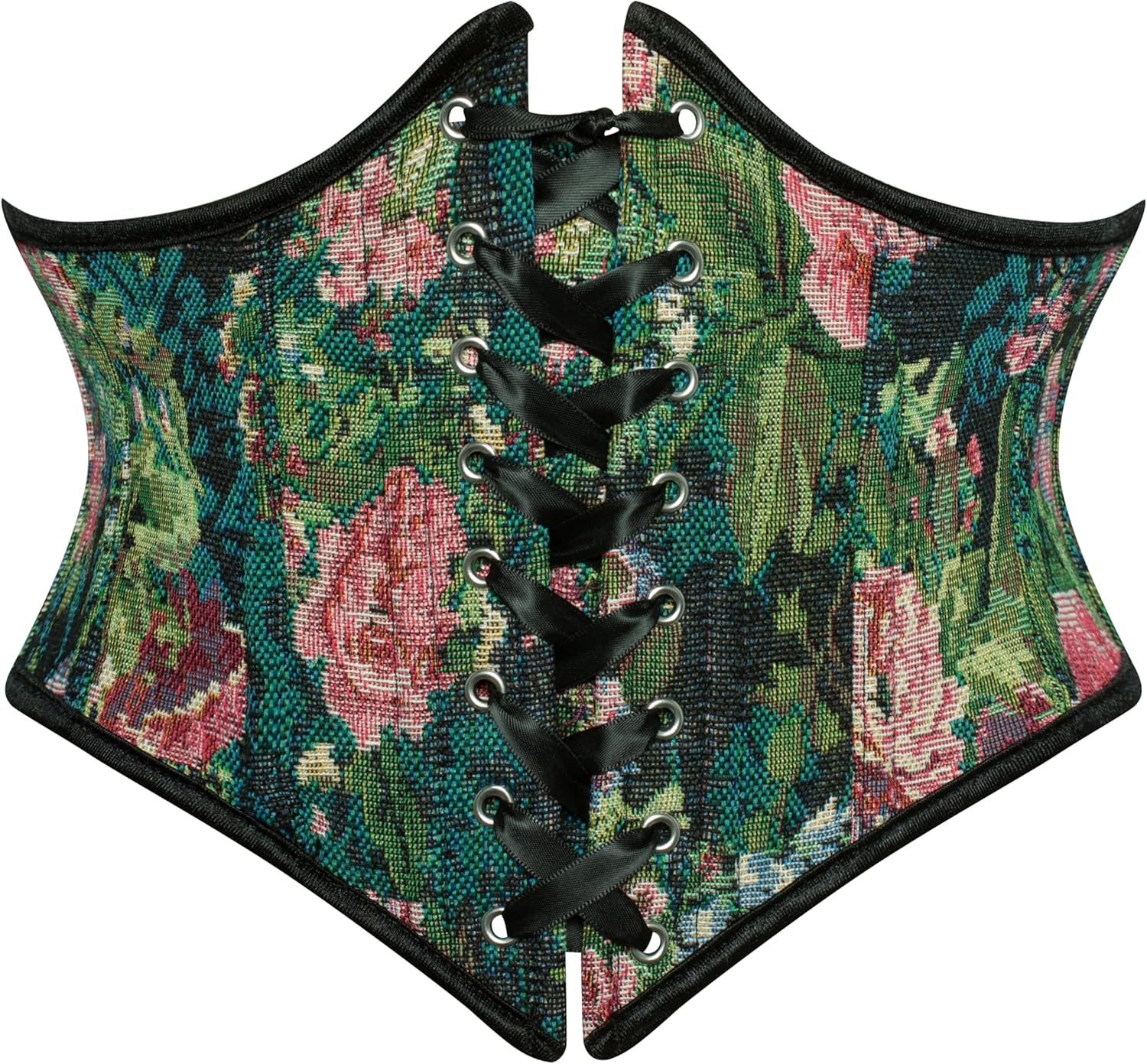 Scarlet Darkness Corset Belt for Women Floral Lace Up Boned Underbust Corset Waist Belts