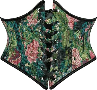 Scarlet Darkness Damen Unterbrust Korsett - Floral Design Mit 11 Kunststoffknochen