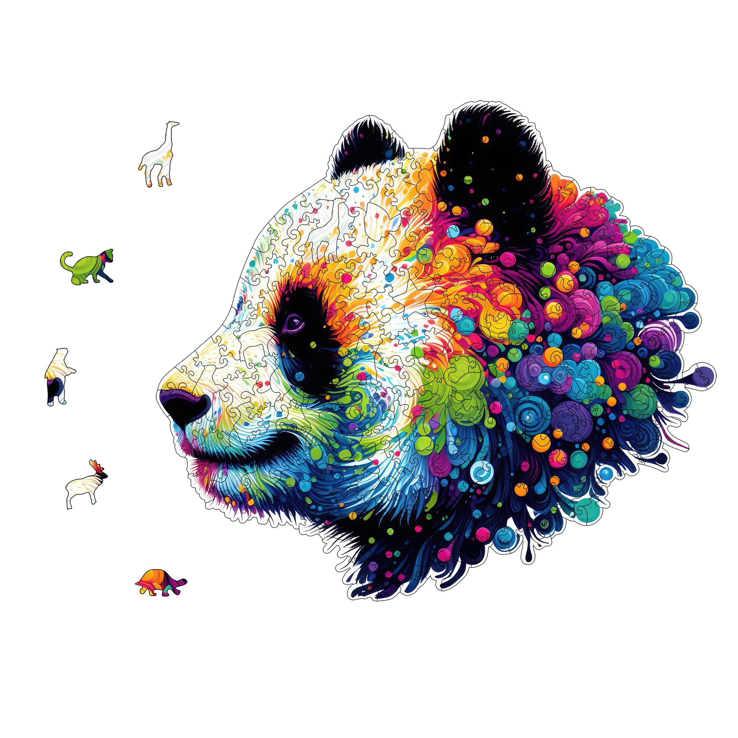 YJacuing Wooden Jigsaw Puzzles for Adults, 200 Piece Unique Animal Shaped Premium 5mm Wood Puzzles Family Game (Panda, Medium)