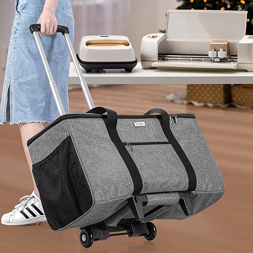 Miniatura 7 de Luxja Bolsa rodante compatible con Cricut Maker (Explore Air) y fácil prensa (9 x 9 pulgadas), funda de transporte para máquina troquelada con