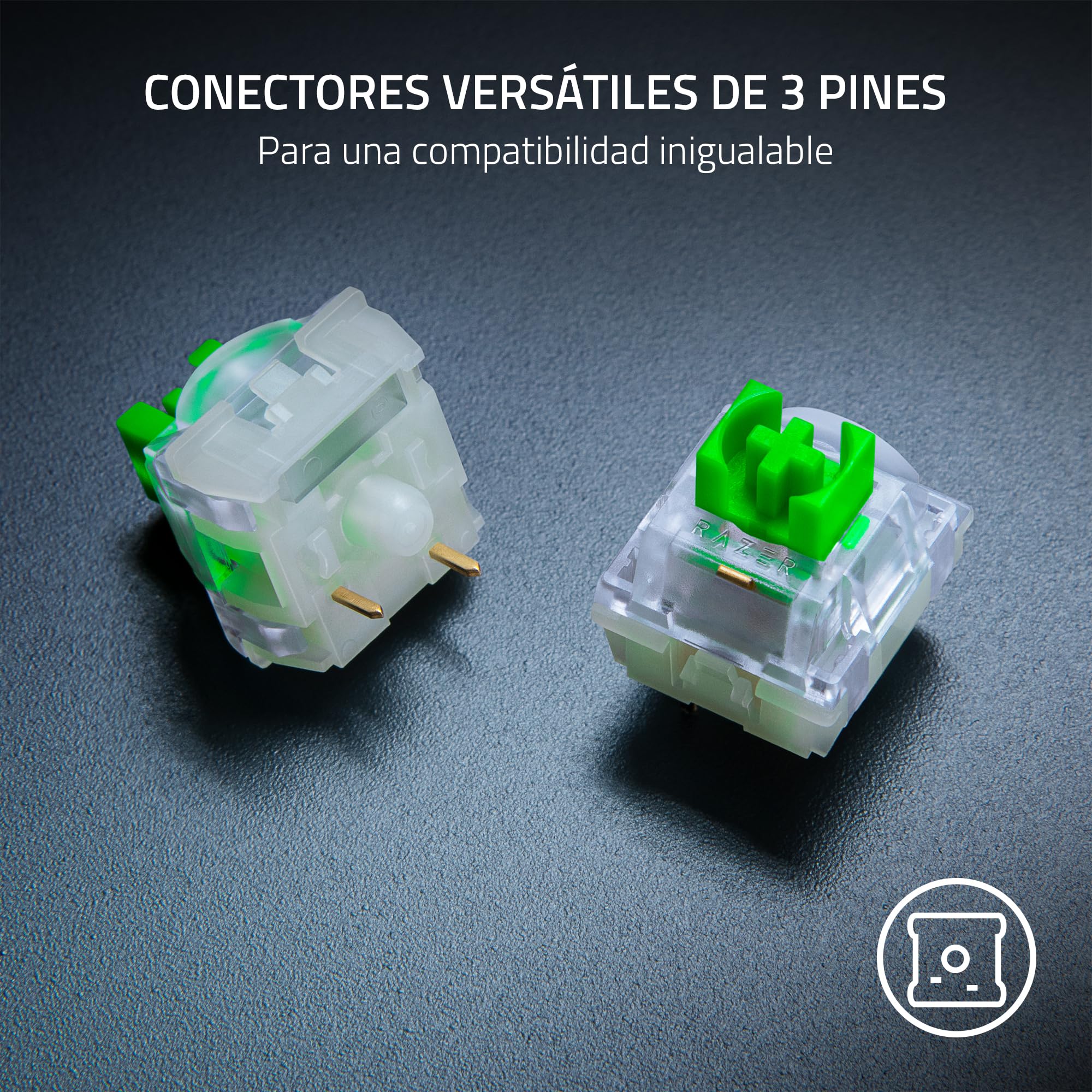 Razer Mechanical Switches - Green Clicky Switch (3 generación, optimizado para juegos, carcasa del interruptor transparente con lente LED, duración de 100 mil pulsaciones, conectores de 3 patillas)