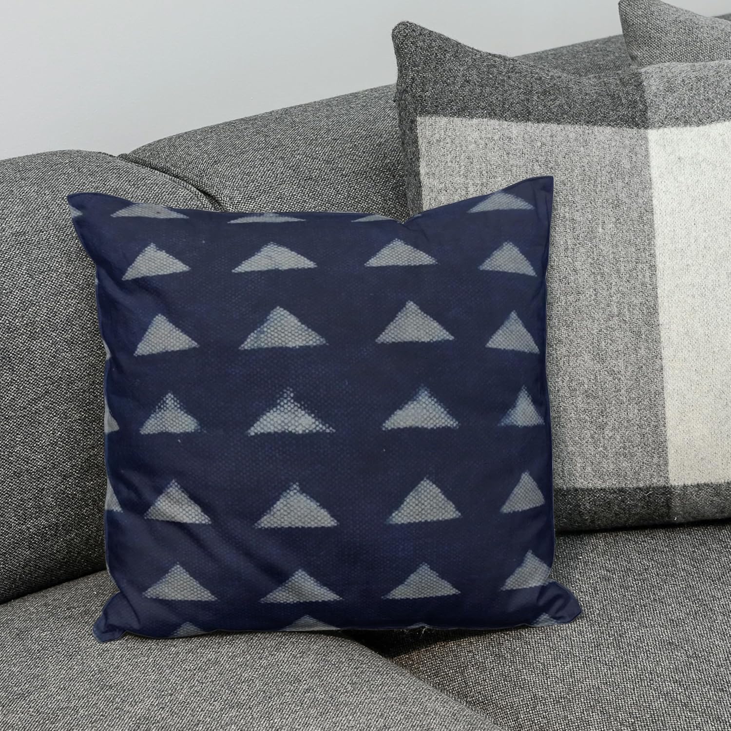 Trade Star Indigo 100% Cotton Handloomed Throw Pillow Cover Hand Block Print Cushion Case Decorative Mudcloth Rug Pillow for Fall Decor 20x20 Inches