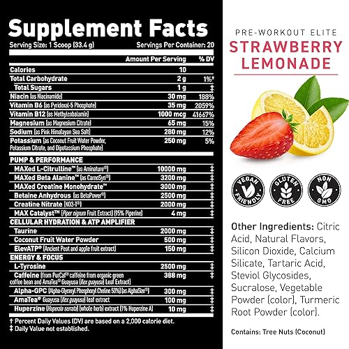 Miniatura 10 de Kaged Pre-Workout Powder  Kaged Pre-Workout Elite para hombres y mujeres  Alto estimulante para energía, concentración, bombas  L-citrulina, beta