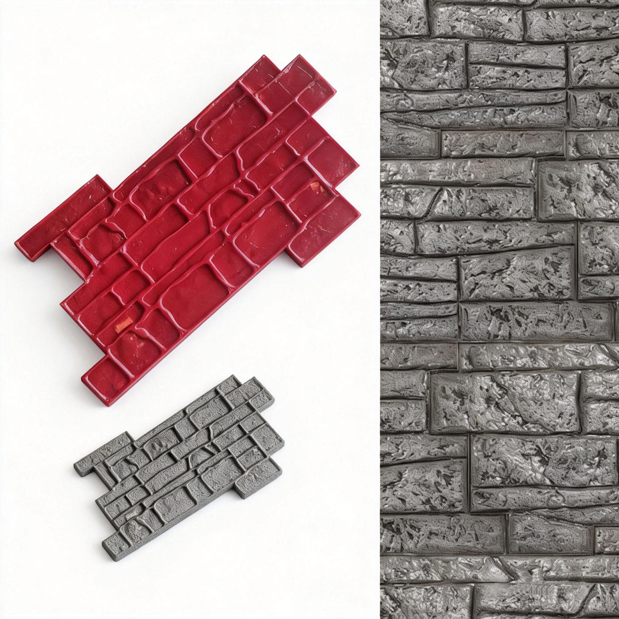 Moule à Empreinte pour BéTon Et Ciment avec PoignéE, Tapis De Moulage en PolyuréThane Durable pour BéTon, IdéAl pour La DéCoration ExtéRieure