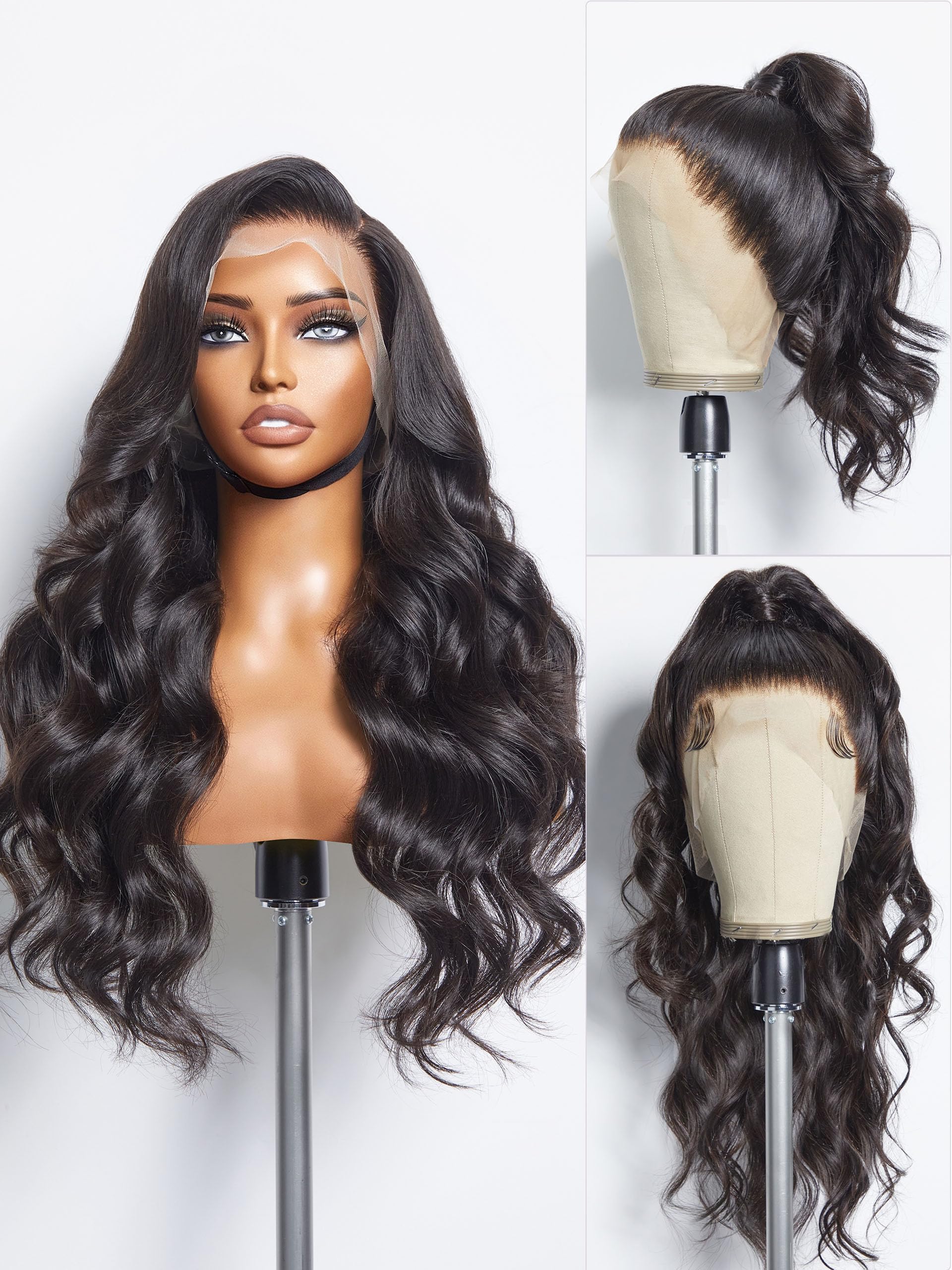 18'' Loose Body Wave 360 Lace Frontal Wigs Human Hair Lace Glueless Human Hair Wig Pre Plucked Long Black Body Wave Wig
