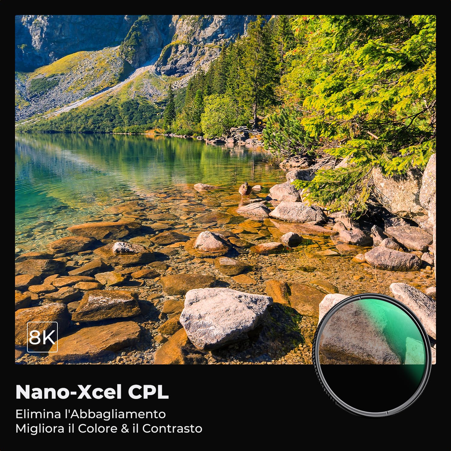 K&F CONCEPT Nano-Xcel 77mm Filtro Polarizzatore Circolare Filtro CPL, Filtro Polarizzatore in Vetro Ottico con 28 Strati Rivestimento Nano
