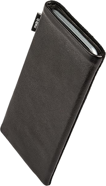 fitBAG Fusion Black/Black Custom Tailored Sleeve for Sony Ericsson W880 W880i. Nappa/Suede Leather Mix Pouch with Integrated Microfibre Lining for Display Cleaning