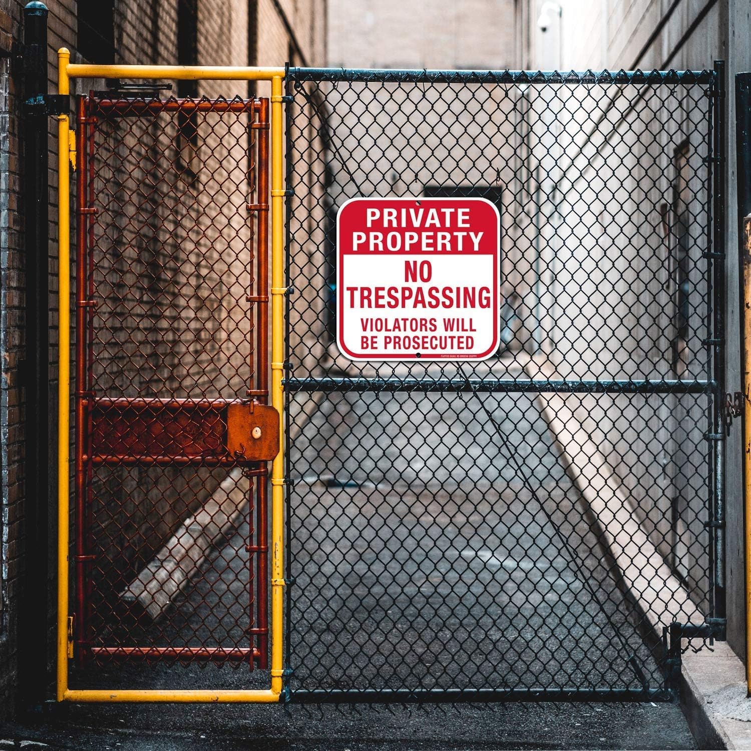 5 Pack Private Property No Trespassing Sign,12 x 12 Inches Square .040 Rust Free Aluminum, UV Protected and Waterproof, Weather Resistant, Durable Ink, Easy to Mount