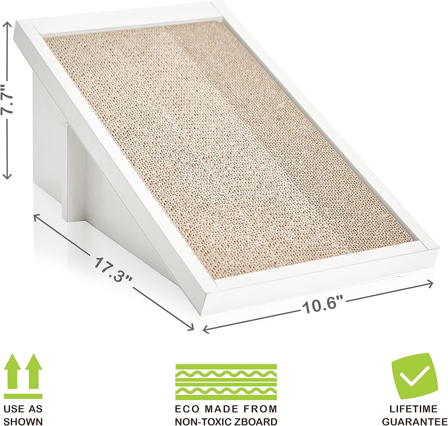 Way Basics Eco Friendly Cat Scratcher Inclined Cat Scratching Pad with Organic Catnip (Tool-Free Assembly and Uniquely Crafted from Sustainable Non Toxic zBoard Paperboard) White (PET-SCRA-2-WE) : Everything Else