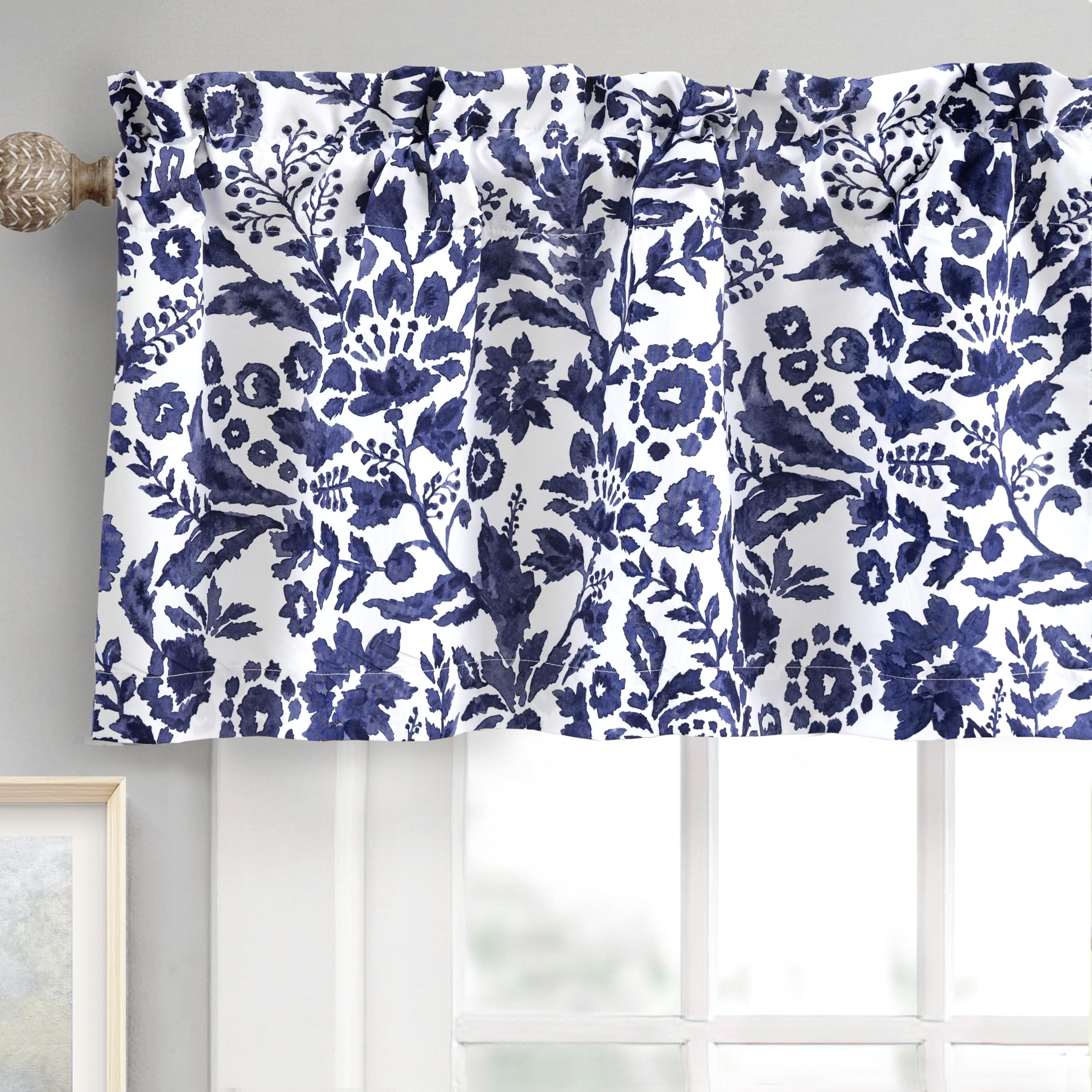 DriftAway Julia Lined Valance Double Layer Thermal Insulated Room Darkening Blackout Valances 3 Inch Rod Pocket Window Valance for Bathroom Living Room 52 Inch by 18 Inch Navy