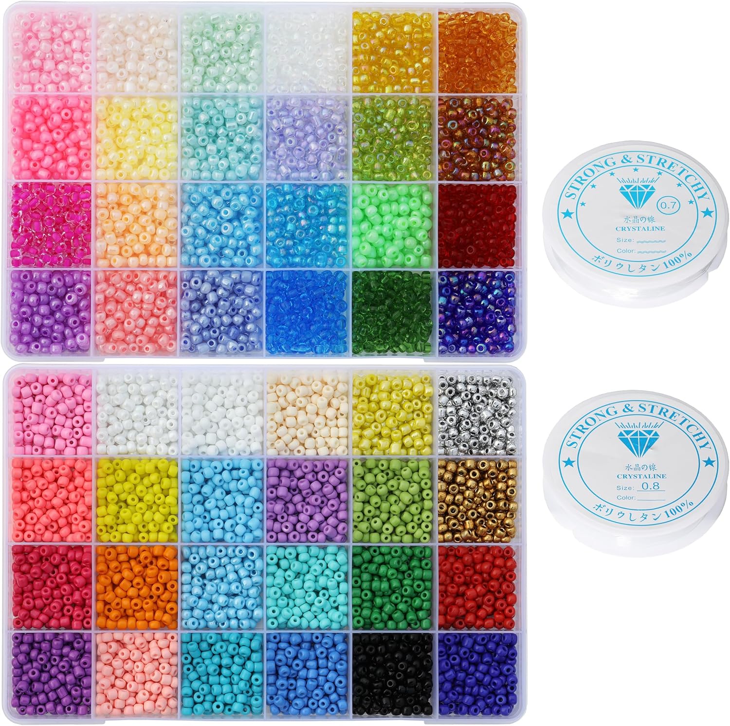 Size 4mm Seed Beads About 8000pcs 48 Colors 6/0 Glass Seed Beads for Making Jewelry Bracelet Necklace