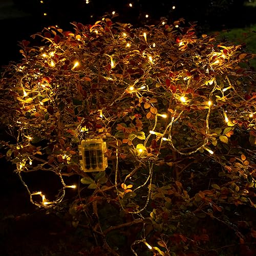 Miniatura 8 de GHJ 100 luces LED con control remoto a batería, impermeables, guirnalda de luces de hadas para interioresexteriores para árbol de Navidad, fiesta