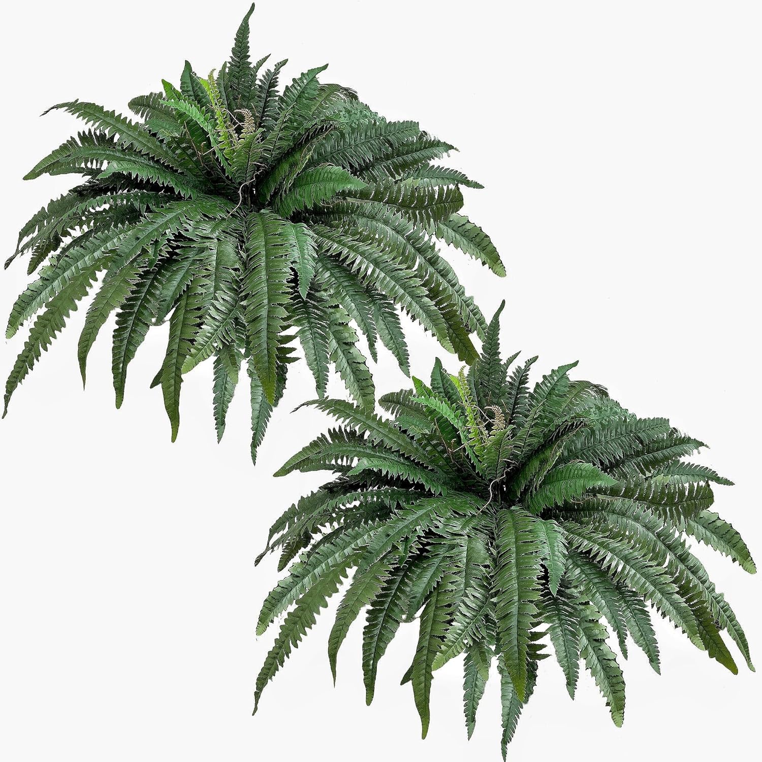48" Artificial Ferns for Outdoors Large, 2 Packs Fake Ferns, Realistic & UV Resistant Faux Fern for Porch Windowsill Garden Planter Home Indoors Office Decor, Potted or Hanging (67 Leaves/Stem)
