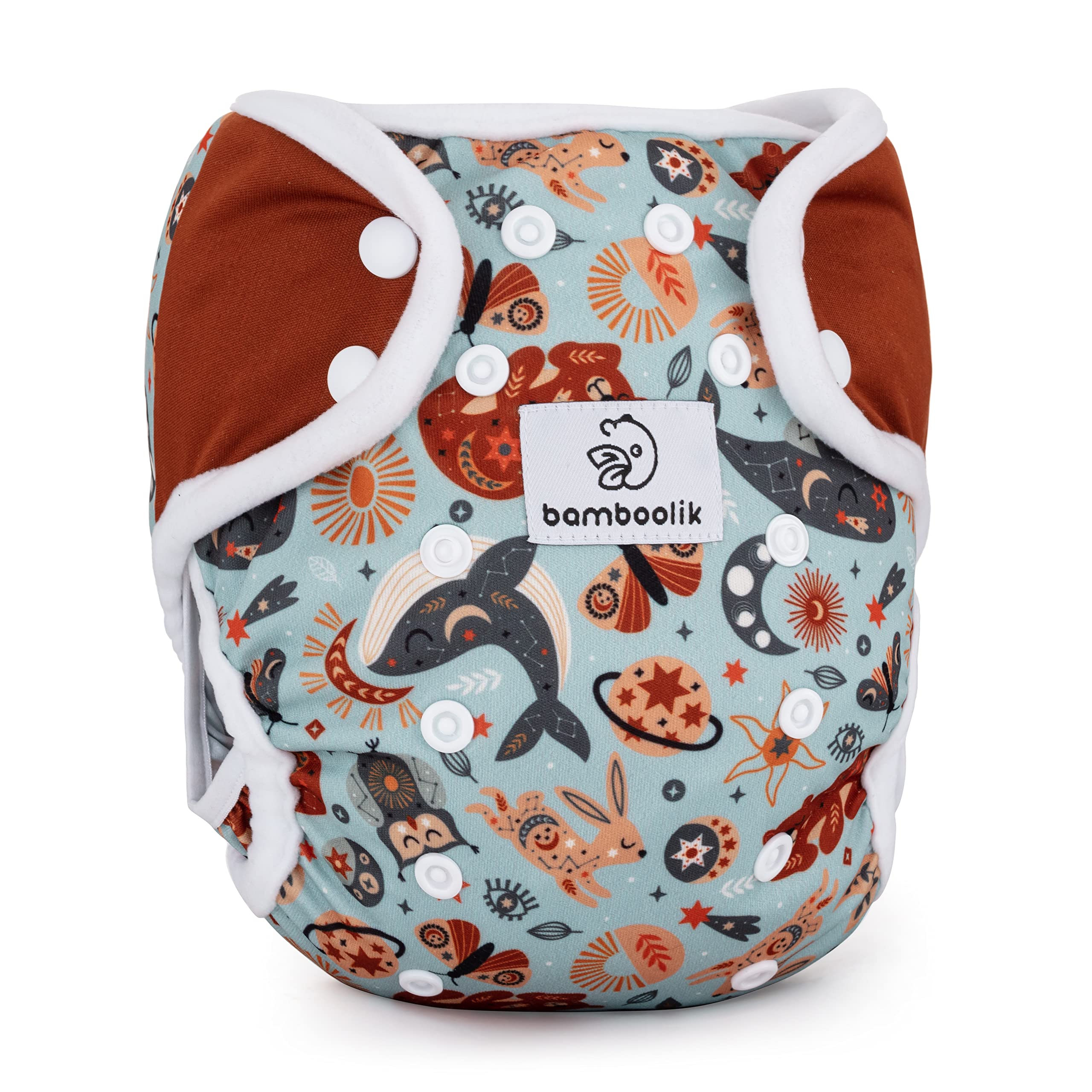 Copriscarpe Pannolini in Tessuto Riutilizzabili Lavabili Bottoni Automatici Marrone Baby Notte Traspirante Made in EU