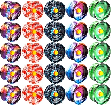25 Pack Yo-Yo Alloy Response Balls Bulk Colorful Response Yo-Yo Metal Automatic Return Technology Balls for Beginners Boys Adult Training Party Gifts