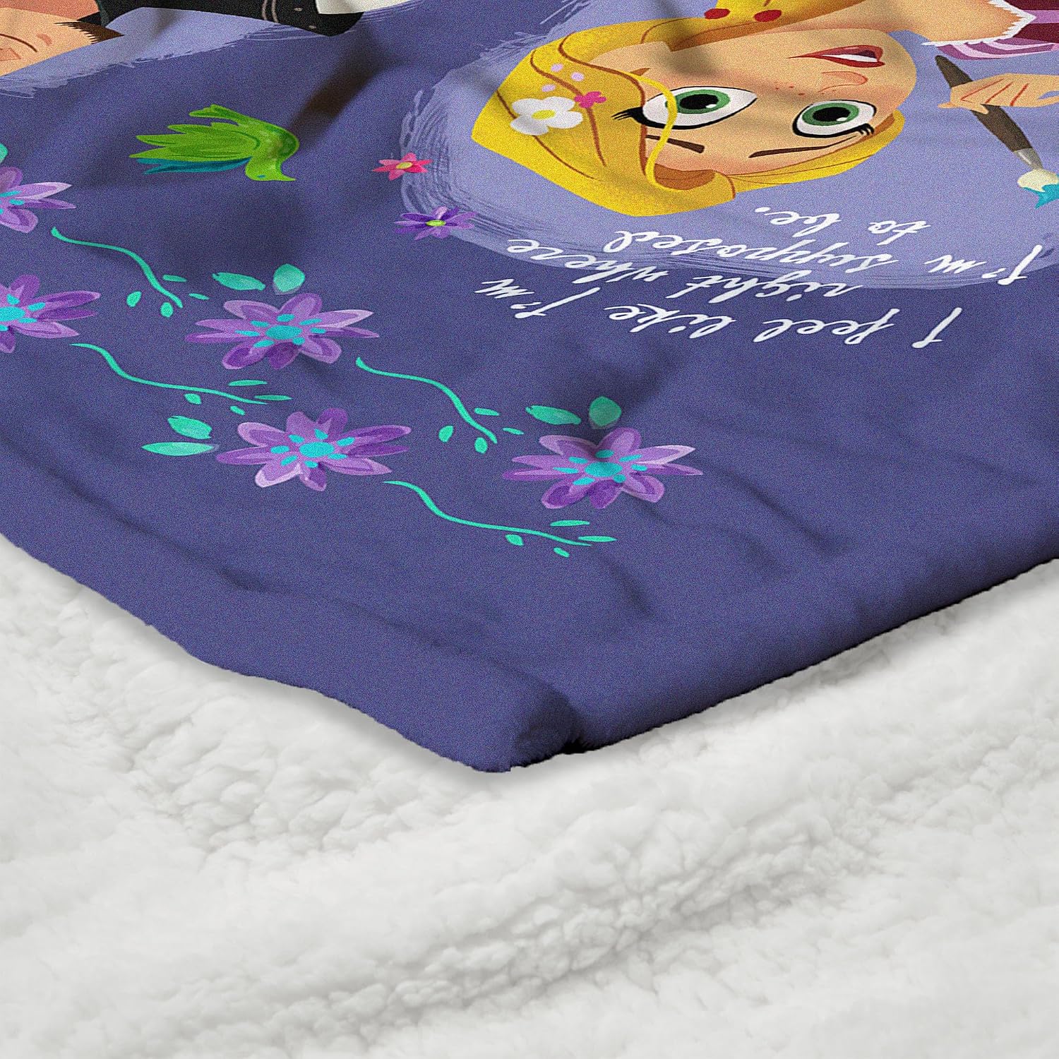 Disney Tangled Storytime Silk Touch Sherpa Throw Blanket, Ultra Soft Cozy Fleece, 50x60 Inch