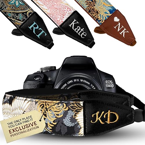 Art Tribute Camera Strap for All DSLR and Mirrorless Cameras. Add Your Name Or Initials Make It a Personalized Gift