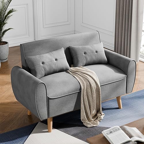 JAMFLY Juego de sofá para sala de estar, sofá biplaza pequeño de 47 pulgadas, sofá biplaza para espacios pequeños, dormitorio, oficina, apartamento