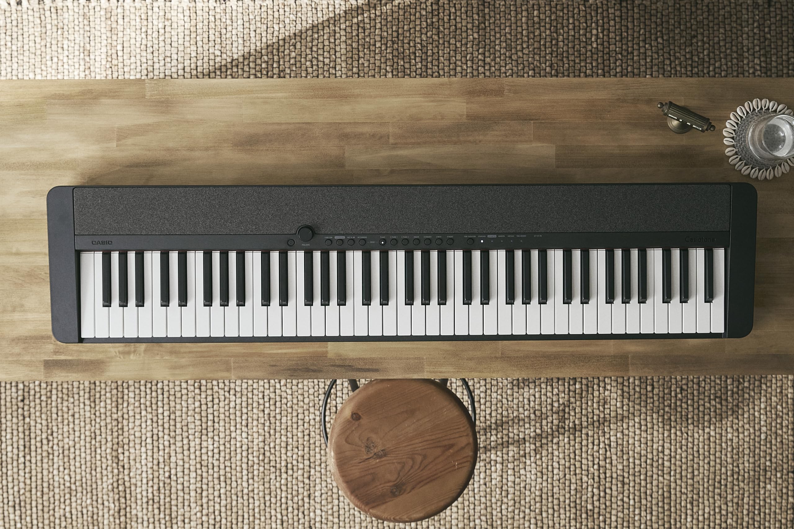 Casio Casiotone CT-S1-76BK Piano-Keyboard mit 76 anschlagdynamischen Tasten, 61 Sounds, schwarz