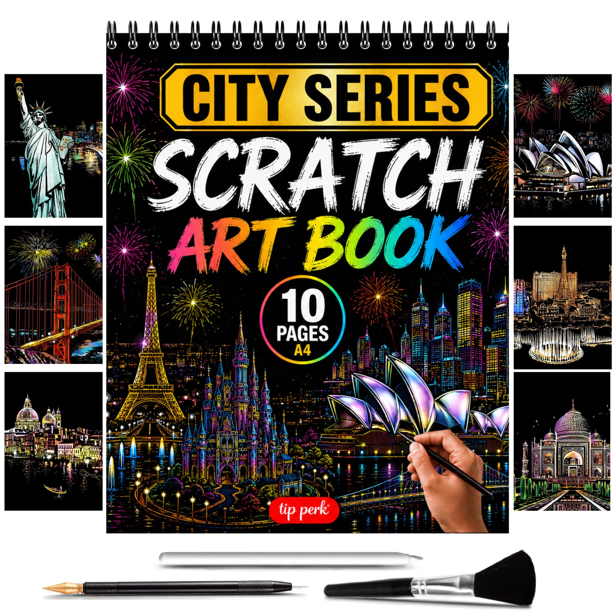 Scratch Art Book for Adults - City Series, 10 Rainbow Art and Crafts for Adults