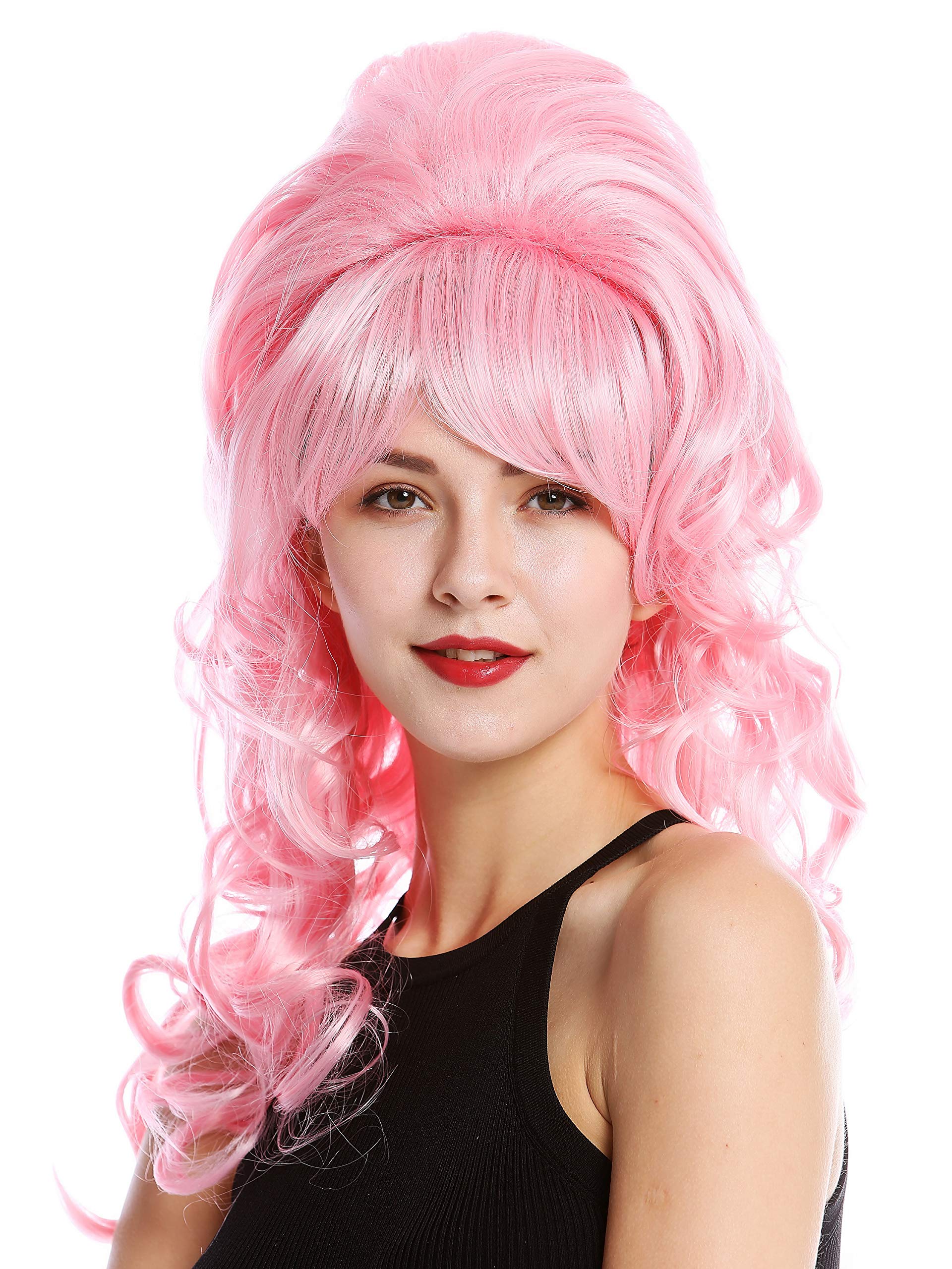 WIG ME UP - GFW2418-TF2317-F1 Quality Lady Wig Baroque 60s Beehive Retro Bun curly long pink Pop Singer, Light pink (TF2317-F1), 50 cm - Image 3