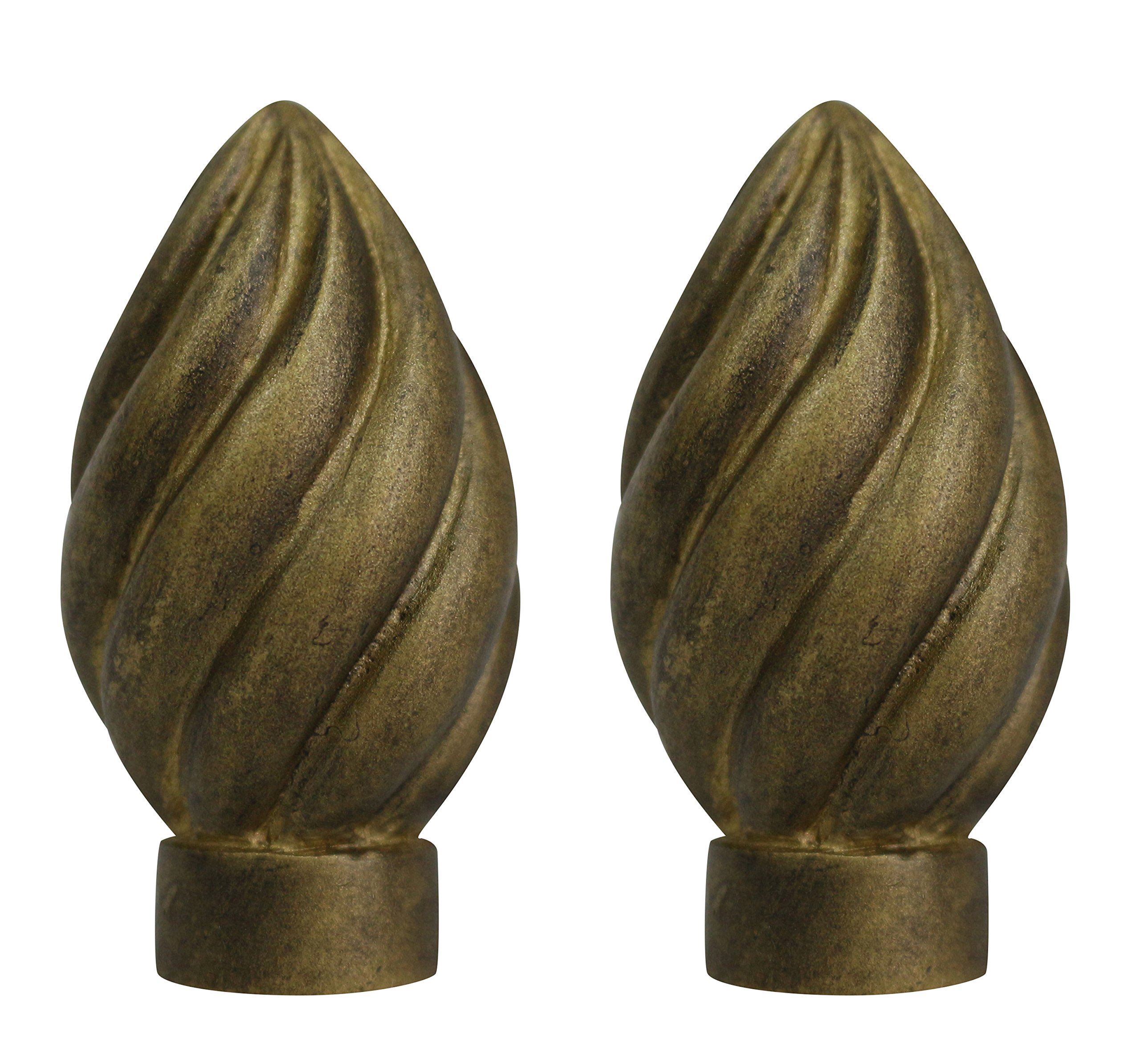 Urbanest Set of 2 Worcester Finial, 2 3/8-inch Tall, Antique Bronze