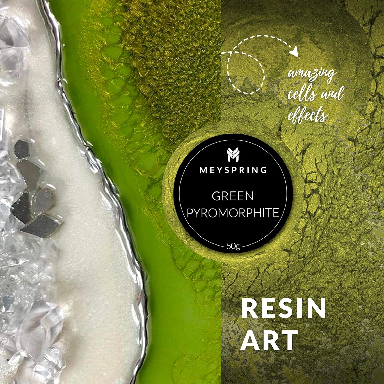MEYSPRING Green Pyromorphite Epoxy Resin Color Pigment - 50g - Mica Powder for Epoxy Resin - Image 3