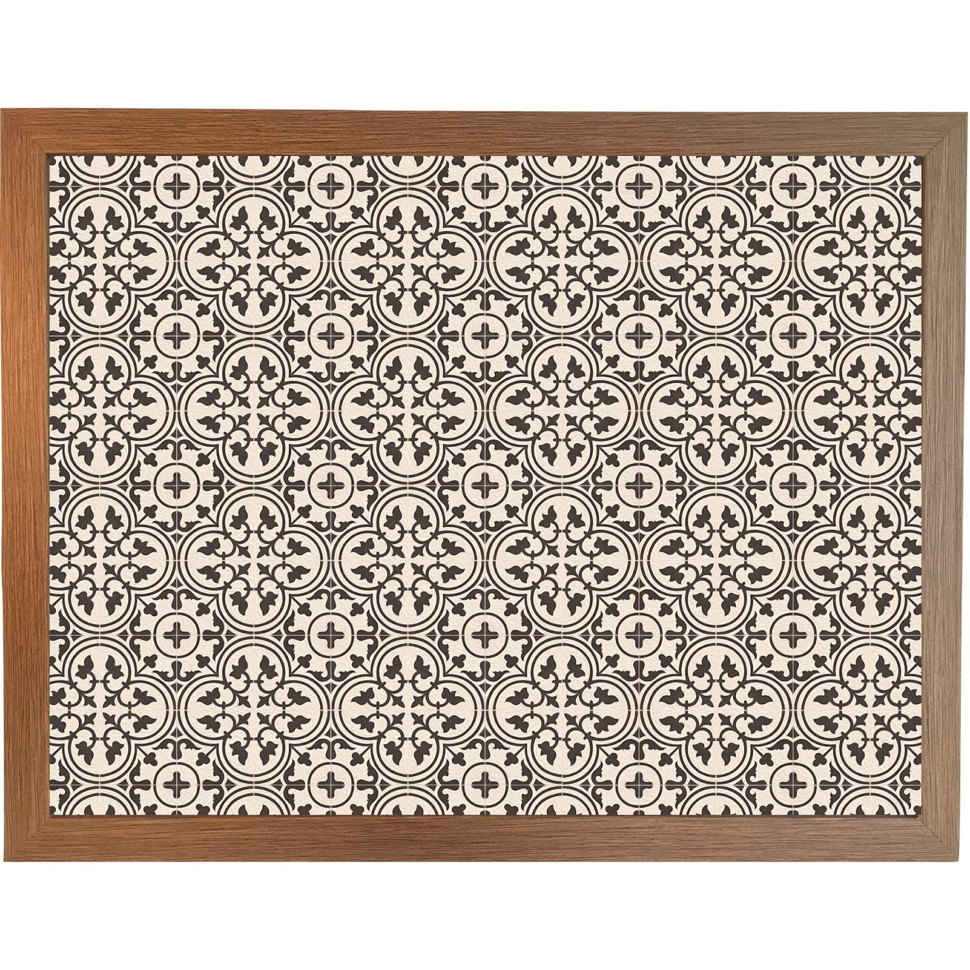 Trove Homewares 2.48 Tatum Wood Black And Beige Lap Tray: Bean Bag Cushion Tray For Eating Or Laptop Tray Use (Tatum Wood Frame, Black Cushion)