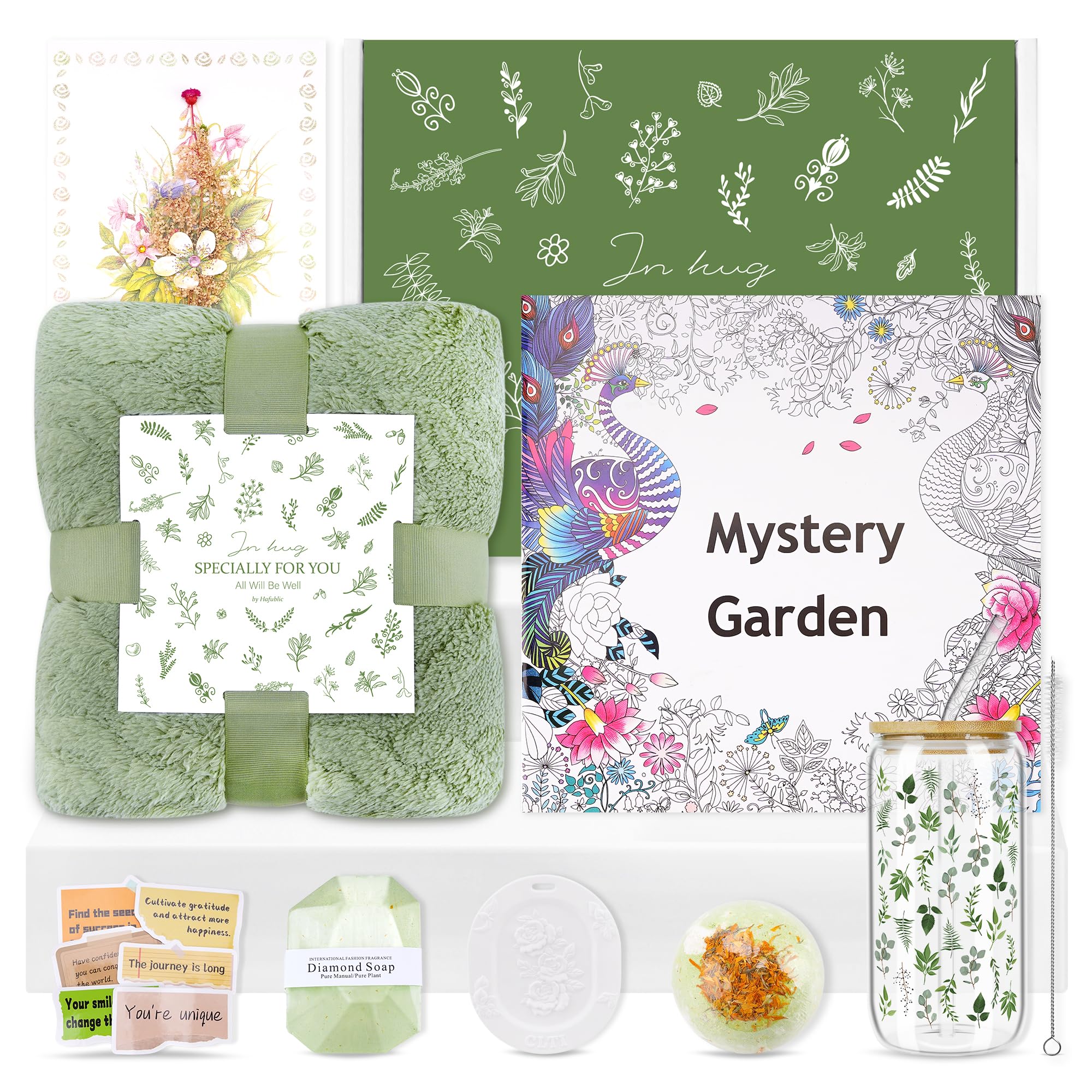 10 Set Christmas Self Care Gift for Women Get Well Soon Gifts, Sage Green Birthday Gifts for Women Care Package Thinking of You Inspirational Spa Gift Baskets for Mom Her Friend Sister Wife-image-42