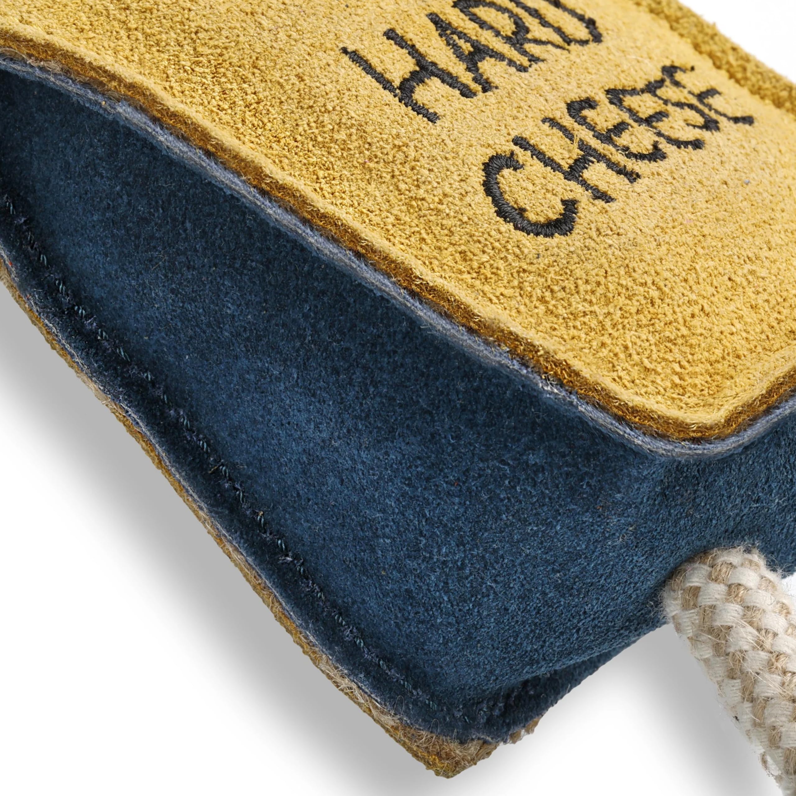 Green & Wilds Eco-Friendly Natural Dog Toy - Hard Cheese Chew Toy - Blue & Yellow Cheese Shaped Toy For Dogs - Image 3