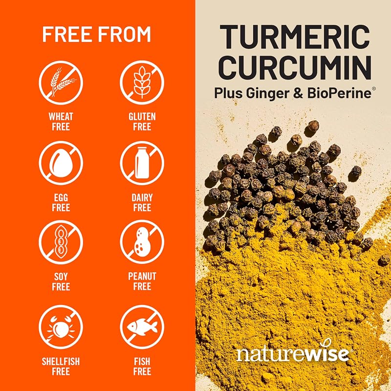 NatureWise Turmeric Curcumin 2250mg Supplement with BioPerine, 180 Capsules image 6