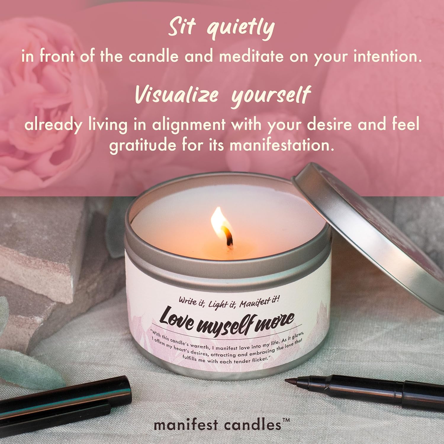 Love Candle to Attract Love, 45 Hour Burn, Sage & Rose Candle, Romantic Candles, Spiritual Meditation Candles with Manifestation Crystals Bracelets for Women - Image 6