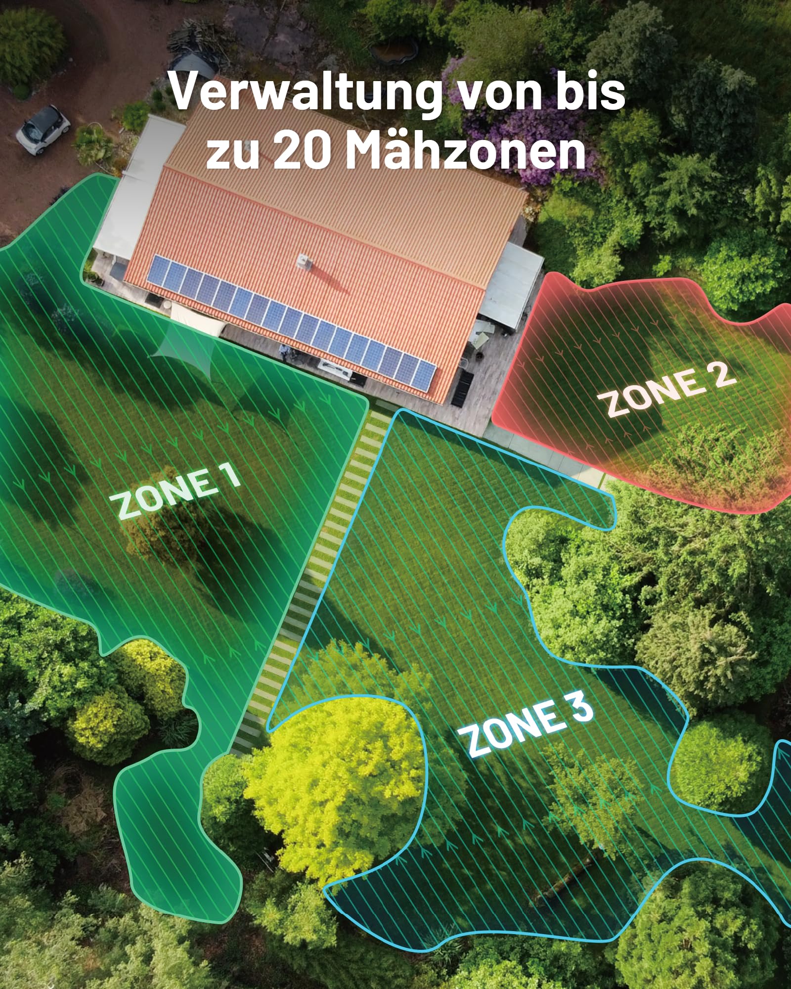 MAMMOTION LUBA mini AWD 800 Mähroboter ohne Begrenzungskabel, NetRTK+Vision, Keine RTK-Antenne erforderlich, Auto-Kartierung, Empf. 800m², Max. 1000m², mit 4G-Modul, 80% Steigung