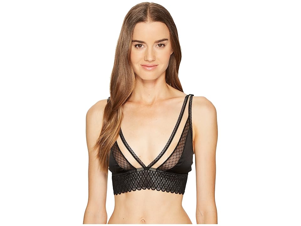 

ELSE Lattice Plunge Wireless Soft Bra (Black) Women's Bra